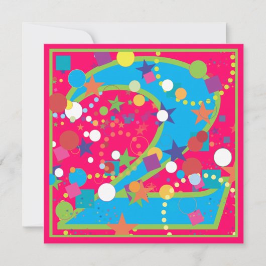 Confetti Circus 2e verjaardag Uitnodiging (Voorkant)