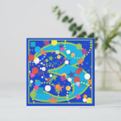 Confetti Circus 3rd Birthday Party Invitation Kaart (Staand voorkant)