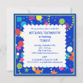 Confetti Circus 3rd Birthday Party Invitation Kaart (Achterkant)