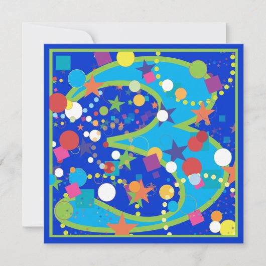 Confetti Circus 3rd Birthday Party Invitation Kaart (Voorkant)