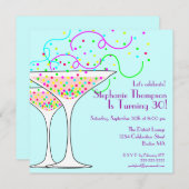 Confetti Cocktail Birthday Party Invitation Kaart (Voorkant / Achterkant)