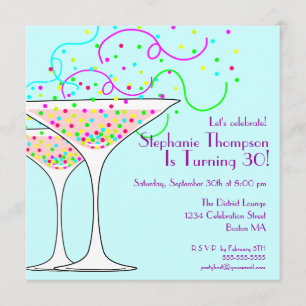 Confetti Cocktail Birthday Party Invitation Kaart