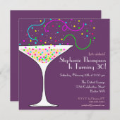 Confetti Cocktail Birthday Party Invitation Kaart (Voorkant / Achterkant)