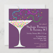 Confetti Cocktail Birthday Party Invitation Kaart (Voorkant)