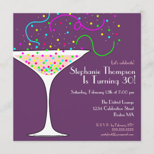 Confetti Cocktail Birthday Party Invitation Kaart