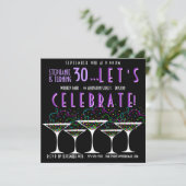Confetti Cocktail Birthday Pary Invitation Kaart (Staand voorkant)