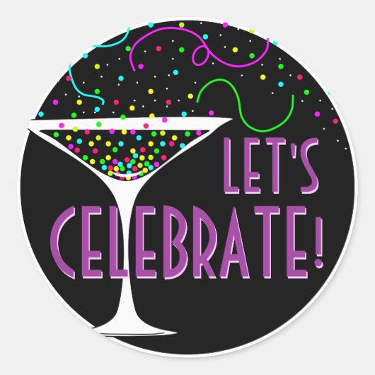 Confetti Cocktail Celebration Ronde Sticker (Voorkant)