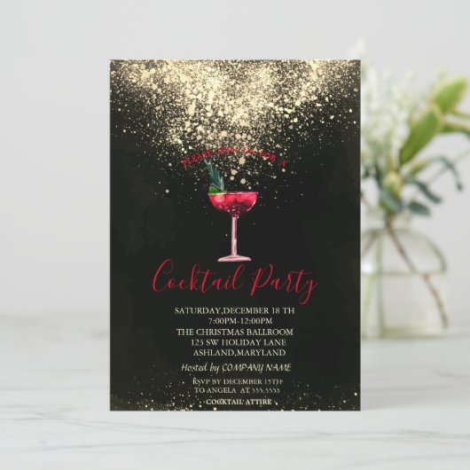 Confetti Cocktail-kerstfeest Kaart (Staand voorkant)
