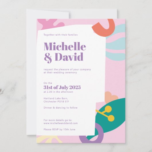 Confetti Collage flat bruiloft Kaart (Voorkant)