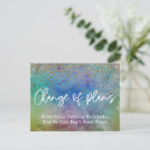 Confetti Colour Change of Plans Postponed Wedding Briefkaart (Staand voorkant)