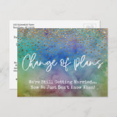 Confetti Colour Change of Plans Postponed Wedding Briefkaart (Voorkant / Achterkant)