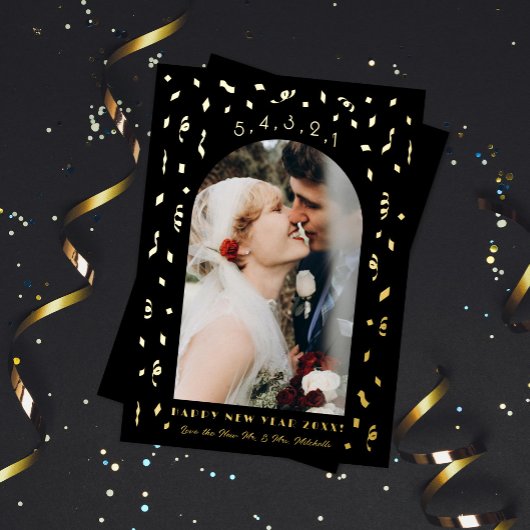 Confetti Countdown Arch New Year Foto Folie Feestdagenkaart