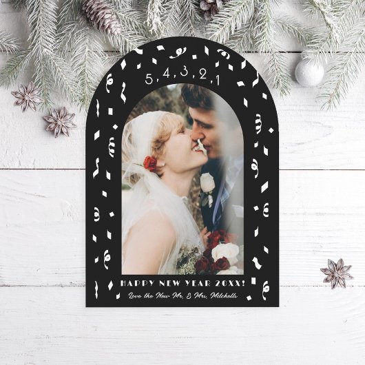 Confetti Countdown Arch Nieuwjaar Fotokaart Kaart