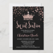 Confetti Crown Roos Gold Black Glam Sweet 16 Kaart (Voorkant)