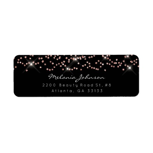 Confetti Crystals Roze Rozenrood Zwart wit merk Etiket (Voorkant)
