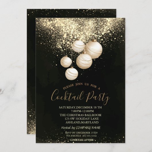 Confetti Decoratieballen Kerstfeest Kaart (Voorkant / Achterkant)