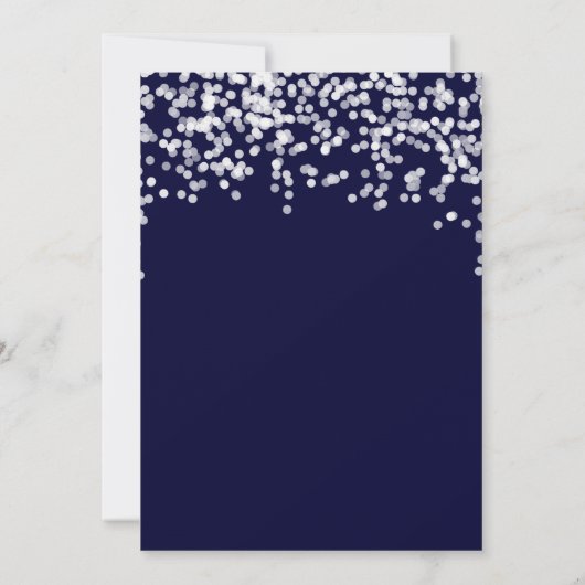 Confetti Deep Navy Stars Wedding Invitation Kaart (Achterkant)