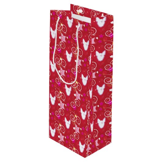 Confetti Diamond Bull Terrier Wijn Cadeautas (Voorkant Gekanteld)