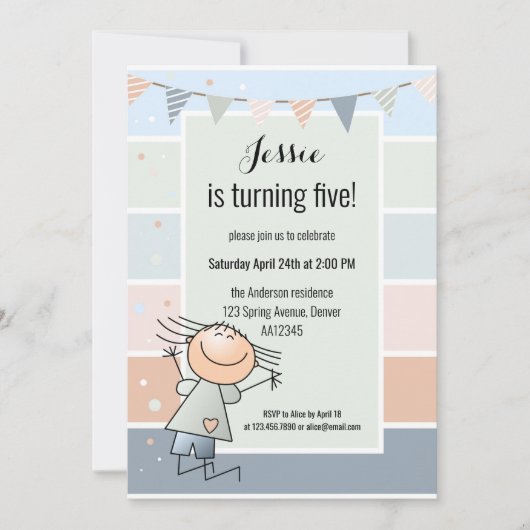 Confetti die gestreept eenzame kinderen van elke d kaart (Voorkant)