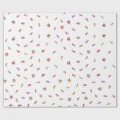 Confetti Dog Paw Print Patroon Aangepast Cadeaupapier (Vlak)