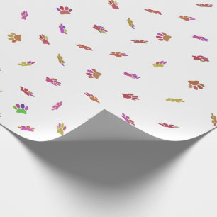 Confetti Dog Paw Print Patroon Aangepast Cadeaupapier