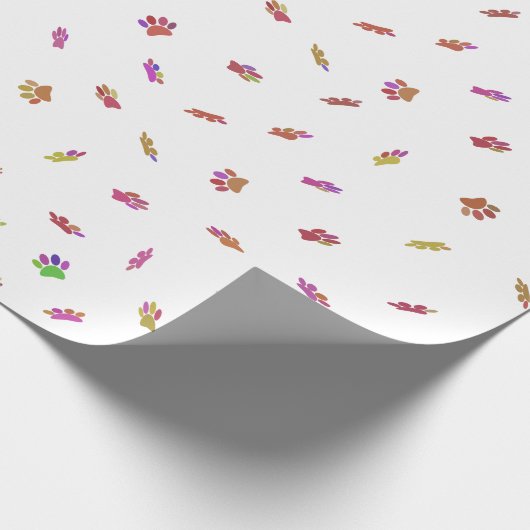 Confetti Dog Paw Print Patroon Aangepast Cadeaupapier (Hoek)