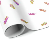 Confetti Dog Paw Print Patroon Aangepast Cadeaupapier (Rol Hoek)