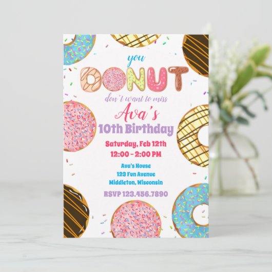 Confetti Donut Sweet Celebrday Birthday Kaart (Staand voorkant)