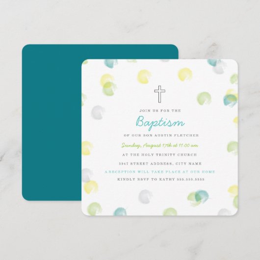 Confetti Dot Baptism Kaart (Voorkant / Achterkant)