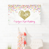 Confetti Eerste Verjaardag Banner Gouden Glitter H (Insitu)