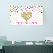 Confetti Eerste Verjaardag Banner Gouden Glitter H (Beurs)