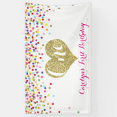 Confetti Eerste Verjaardag Banner Gouden Glitter H (Verticaal)