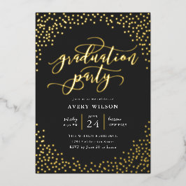 Confetti Elegant Script Afstudeerfeest Folie Invi Uitnodiging