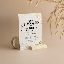 Confetti Elegant Script Afstudeerfeest Folie Uitnodiging