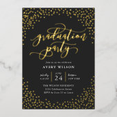 Confetti Elegant Script Graduation Party Folie Inv Folie Uitnodiging (Voorkant)