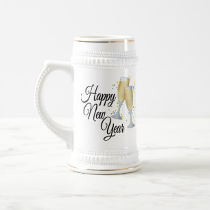 Confetti en champagne Gelukkig Nieuwjaar Bierpul