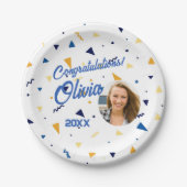 Confetti en foto afstudeerfeest papieren bordje (Voorkant)