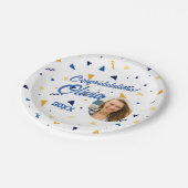 Confetti en foto afstudeerfeest papieren bordje (Gekanteld)