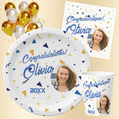 Confetti en foto afstudeerfeest papieren bordje