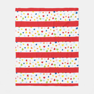 Confetti- en rode strepen, knijpwand fleece deken