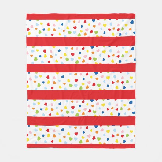 Confetti- en rode strepen, knijpwand fleece deken (Voorkant)