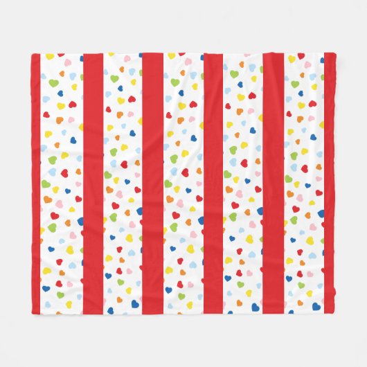 Confetti- en rode strepen, knijpwand fleece deken (Voorkant (Horizontaal))