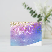 Confetti en Waterverf uitgesteld bruiloft update Briefkaart (Staand voorkant)