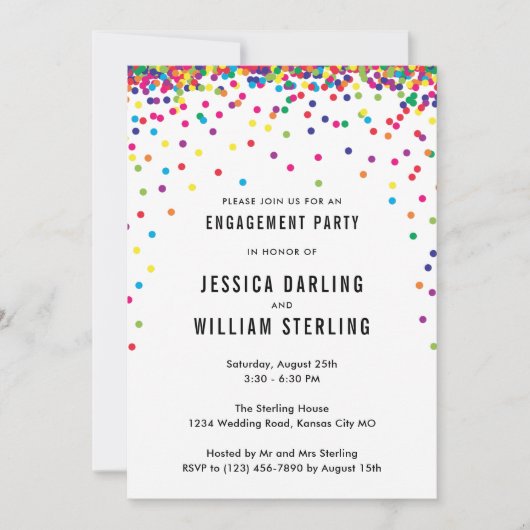 Confetti Engagement Party | Fun Rainbow Kaart (Voorkant)