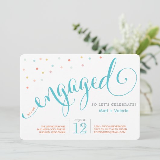 Confetti Engagement Party Kaart (Staand voorkant)