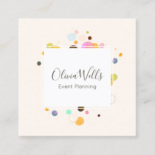 Confetti Event Planner Vierkante Visitekaartje (Voorkant)
