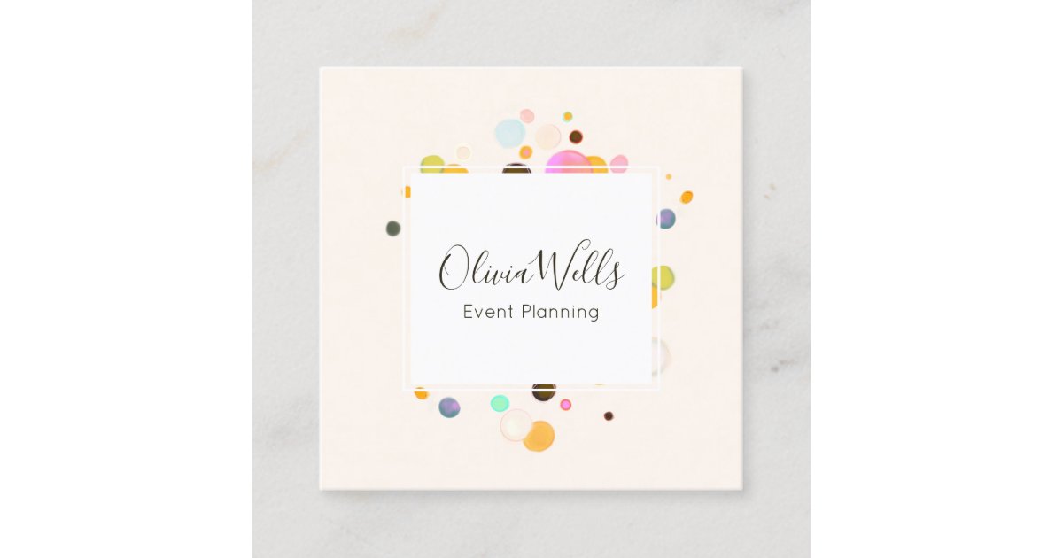 Confetti Event Planner Vierkante Visitekaartje Zazzle.nl