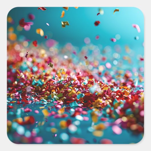 Confetti explosie vierkante sticker (Voorkant)