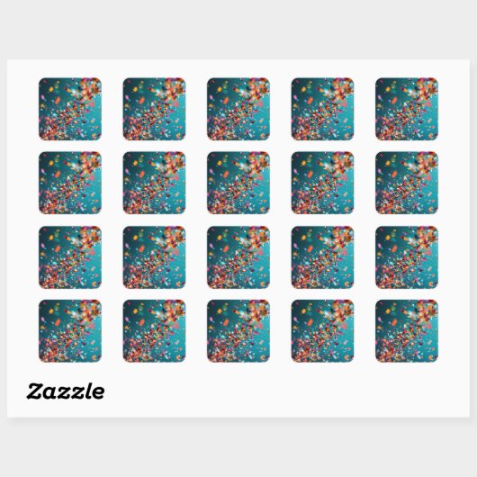 Confetti explosie vierkante sticker (Vel)