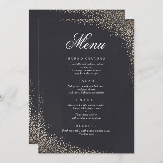 Confetti Faux folie Dinermenu Menu (Voorkant / Achterkant)